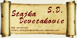 Stajka Devetaković vizit kartica